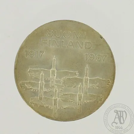 Juhlaraha Suomi Finland 1917-1967, nimellisarvo 10mk, 900, paino 23,9g 
