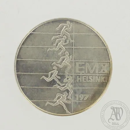 Juhlaraha EM Helsinki 1971, nimellisarvo 10mk, kotelo, 500, paino 24,5g 