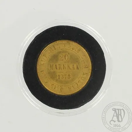 Kultaraha, Suomi - 1878, nimellisarvo 20 Markkaa, 900, paino 6,4g