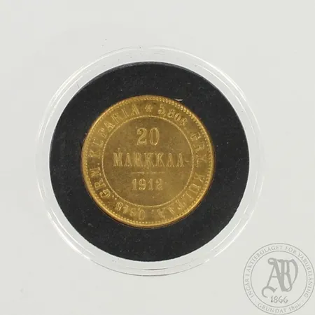 Kultaraha, Suomi - 1912, nimellisarvo 20 Markkaa, 900, paino 6,4g