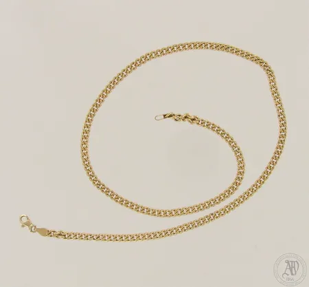 Viallinen panssarikaulaketju, pituus 50,5cm, lenkin leveys 4mm, 585, paino 10,6g