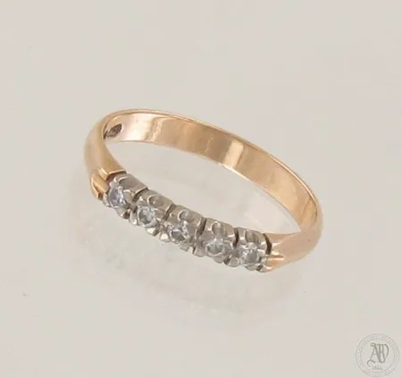 Timanttisormus 5xn.0.03ct, koko 17½, 585 kelta- ja valkokulta, paino 2,3g