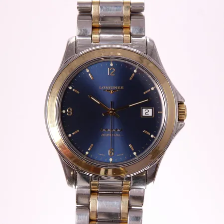 Teräsrannekello Longines Admiral, Automaatti, ref, L3.604.5, sarjanumero 27246609, taulun Ø 38,5mm, pituus 160mm.
