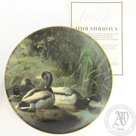 Seinälautanen Arabia, Heinäsorsia, 4, Ferdinand von Wright, Ø 200mm. Lähetetään postipakettina.