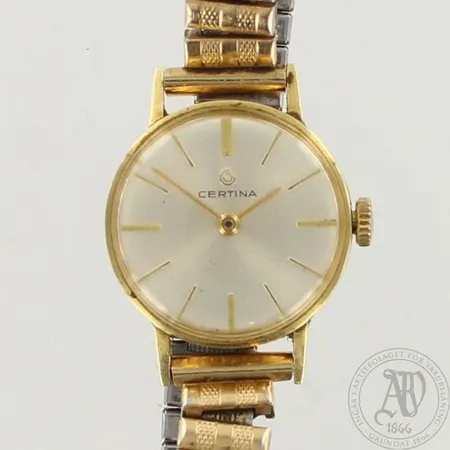 Viallinen kultarannekello Certina, Ø 22mm, 585br, ranneke metallia, paino 18,3g