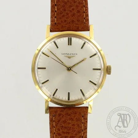 Kultarannekello Longines, kaiverrettu, 17 jewels, ref. 50974199, manuaali, Ø 34mm, nahkaranneke ja longines solki, 750br, paino 35,2g 