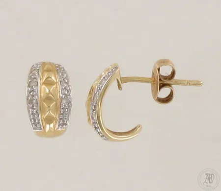 Timanttikorvakorut 12xn.0.005ct, korkeus 10mm, 585 kelta- ja valkokulta, paino 2,0g