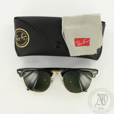 Aurinkolasit Ray Ban Clubmaster, Polarisoidut, 51 x 21, 901/58, puhdistusliina, kotelo