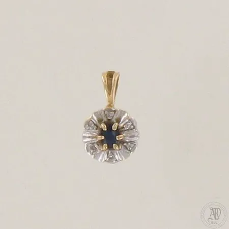 Sinisafiiririipus timanteilla 6xn.0.005ct, korkeus 12mm, 585br kelta- ja valkokulta, paino 0,6g
