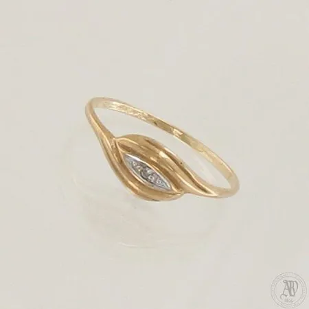 Timanttisormus 1xn.0.005ct, koko 16¾, 585 kelta- ja valkokulta, paino 1,0g