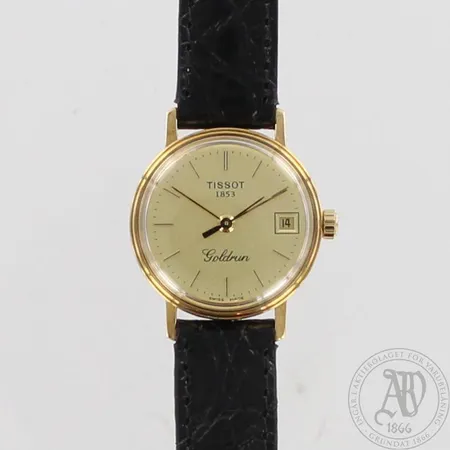 Kultarannekello, Tissot, ref.T71.2.106.21, kaiverrettu, Ø 21,8mm, todistukset ja laatikko, paristo loppu, 585br, paino 14,4g