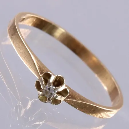 Timanttisormus 1xn.02ct, koko 16¾, 585, paino 1,2g