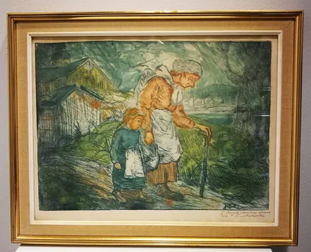 Värietsaus, Jalmari Ruokokoski, mitat 32x42cm, kehyksissä pientä kulumaa. Tekijänoikeuslain mukainen jälleenmyyntikorvaus 5%, johon lisäämme voimassa olevan alv:n (10%) mikäli viimeinen huutohinta ylittää 255€, (kuuluu jälleenmyyntikorvauksen piiriin). 