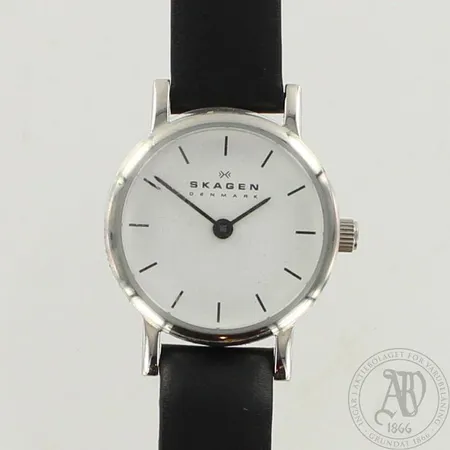 Teräsrannekello Skagen, 4746SSLW,  quartz, nahkaranneke, taulun koko 25mm, uuden veroinen, pussi
