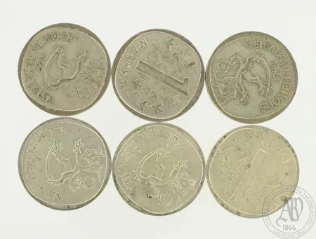 Kuusi Suomen markkaa, 1964-1968, 350, paino 38,4g 