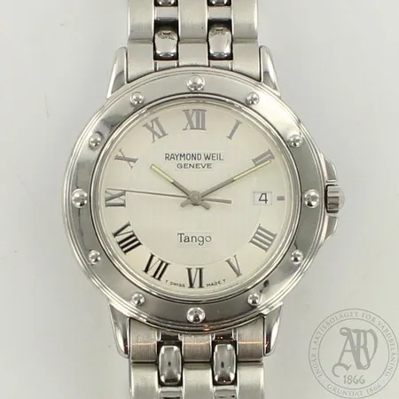 Teräsrannekello Raymond Weil Tango, 5560, quartz:paristo loppumaisillaan, taulun Ø 36mm, rannekeen pituus 180mm,  3 lisäpalaa, laatikko