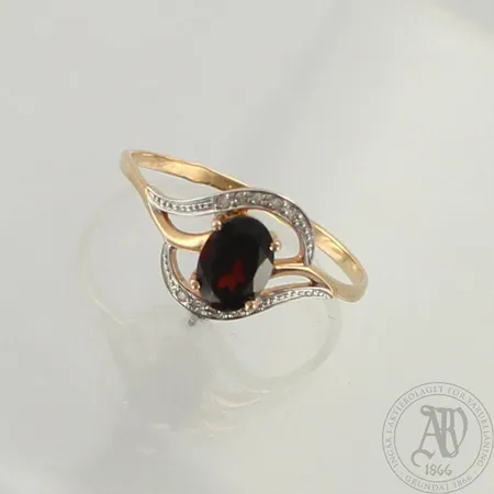 Kivisormus timanteilla 10xn0.005ct, koko 19¼, 585br, paino 1,9g 
