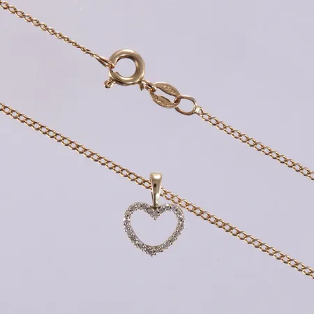 Panssarikaulaketju ja timanttiriipus 26xn0.005ct, riipuksen korkeus 13mm, ketjun pituus 49,5cm, 585, paino 3,1g