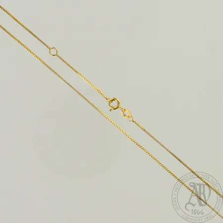 Venetsia-kaulaketju, käytön jälkiä, pituus 43-47cm, 585, paino 1,7g 