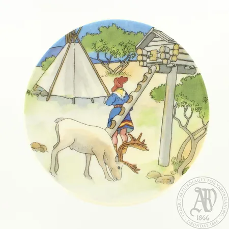 Seinälautanen Arabia, Lappi-sarja, Toivo G. Utriainen, Ø 12cm Lähetetään postipakettina.