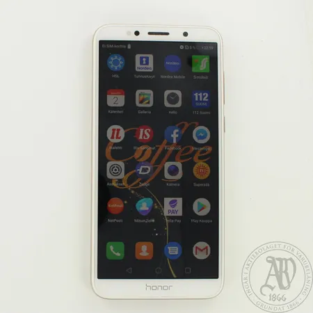 Älypuhelin Honor 7S, 16GB Gold, 5,45" FullView -näyttö, suojalompakko, laturi, myyntilaatikko, ostokuitti 19.11.2018