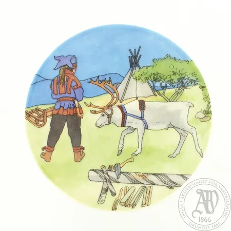 Seinälautanen Arabia, Lappi-sarja, Toivo G. Utriainen, Ø 12cm Lähetetään postipakettina.