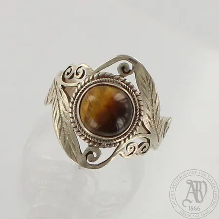 Tiikerinsilmäsormus, 925, koko 18¾, 925br, paino 5,0g 