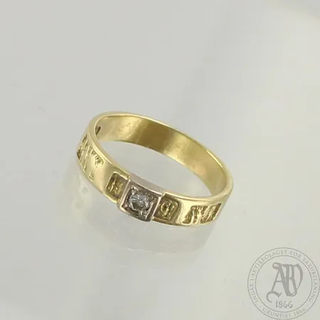 Timanttisormus 1xn.0.05ct, koko 15, 585 kelta- ja valkokulta, paino 2,4g 