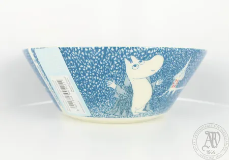 Muumikulho, Arabia,  Hento Lumisade, sesonkituote 2018, Ø 15cm, tarrat kiinni