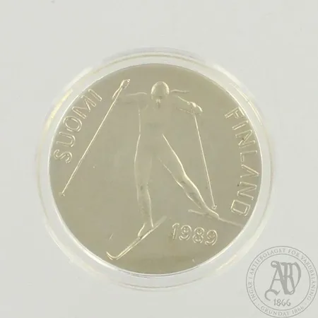 Juhlaraha, Lahden MM-hiihdot 1989, nimellisarvo 100mk, 830, paino 24,1g 