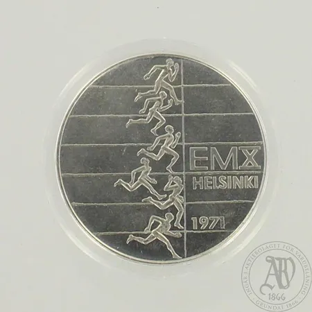 Juhlaraha EMX Helsinki 1971, nimellisarvo 10 markkaa, 500, paino 24,0g 