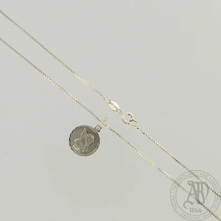 Kaulaketju riipuksella, riipuksen korkeus 15mm, ketjun pituus 38mm, 925, paino 2,6g 