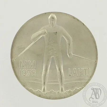 Juhlaraha, Lahti MM 1978, nimellisarvo 25mk, 500, paino 26,4g 