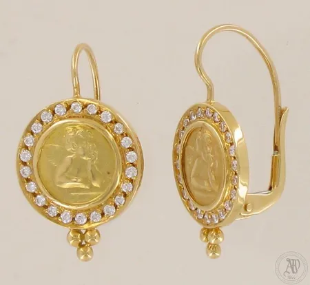 Korvakorut timanteilla 44xn.0.01ct, korkeus 25mm, 750, paino 8,9g