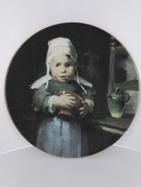 Seinälautanen, Arabia, Helene Schjerfbeck, Ø 230mm, Tyttö ruukun kanssa. Lähetetään postipakettina.