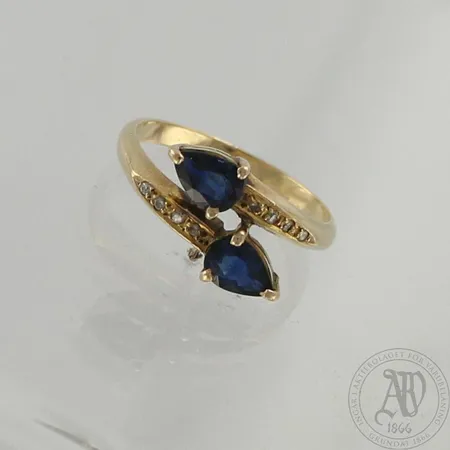 Sinisafiirisormus timanteilla 8xn.0.005ct, koko 17, 2,8g