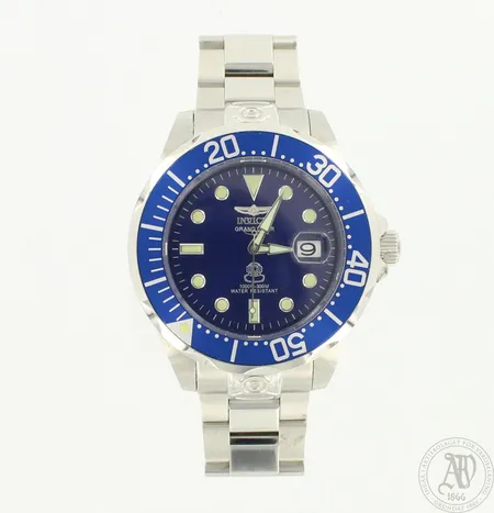 Teräsrannekello Invicta Grand diver, mallinumero 3045, automaatti, taulun Ø 47mm, hihnan pituus 180mm