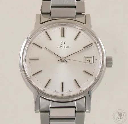 Teräsrannekello Omega, viallinen, kaiverrettu, mekaaninen, rannekkeen pituus 190mm