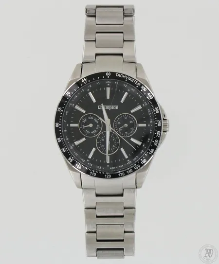 Teräsrannekello Champion Racer chronograph, C1805, RG-1118, lasissa naarmuja, lisäpalat, kuitti ja laatikko