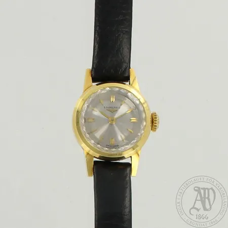 Kultarannekello Longines, kaiverrettu, 6942 18 463, mekaaninen, Ø 19mm, nahkaranneke, 750br, paino 12,9g