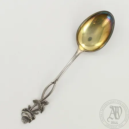 Jäätelölusikka, Ruusu, kaiverrettu, pituus 140mm, 830, paino 17,6g