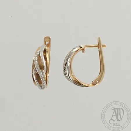 Timanttikorvakorut 32xn.0.005ct, korkeus 14mm, 585 puna- ja valkokulta, paino 4.0g