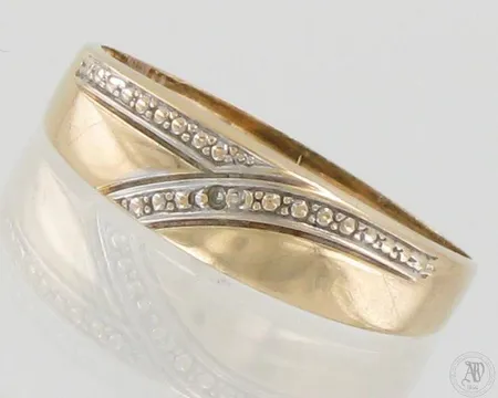 Timanttisormus 1xn.0.005ct, koko 19, 585 kelta- ja valkokulta, paino 1,7g