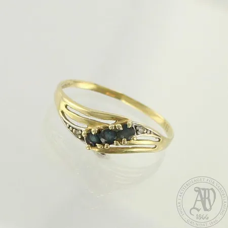 Kivisormus timanteilla 2xn.0.005ct, koko 18¾, 585br, paino 1,2g 