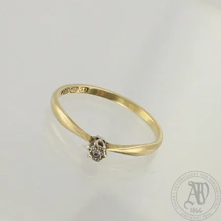 Timanttisormus 1xn.0.01ct, koko 17½, 750 kelta- ja valkokulta, paino 1,5g 