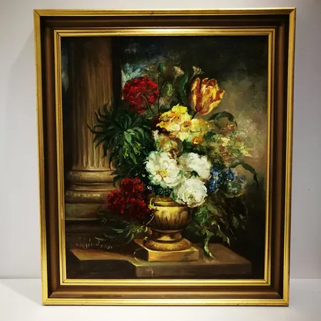 Öljyvärimaalaus Zsuzsanna Suger, mitat 48x59cm, kehysissä pientä kulumaa, Ota yhteys panttilainaamoon kuljetusmaksusta sopimiseksi. Lähetetään postipakettina.