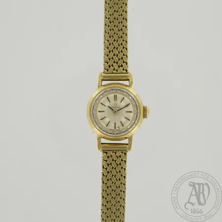 Kultarannekello Omega, mekaaninen, taulun Ø 17mm, rannekkeen pituus 175mm, 585br, paino 27,9g 