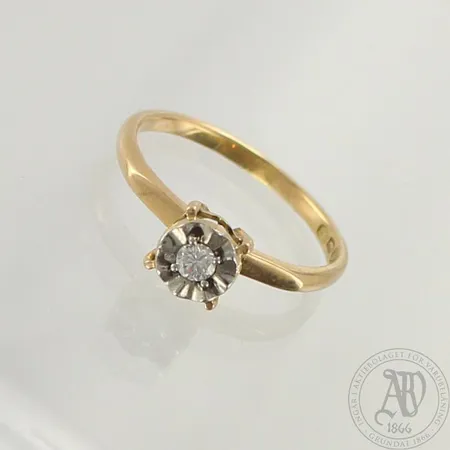 Timanttisormus 1xn0.10ct, koko 18, 585 kelta- ja valkokulta, paino 2,6g 