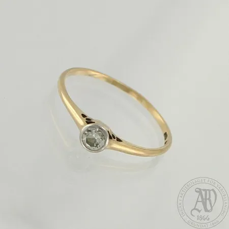 Timanttisormus 1x.0.15ct, koko 18¼, 585 kelta- ja valkokulta, paino 1,2g 