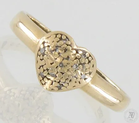 Timanttisormus 10xn.0.005ct, käytön jälkiä, koko 19½, 585, paino 3,0g